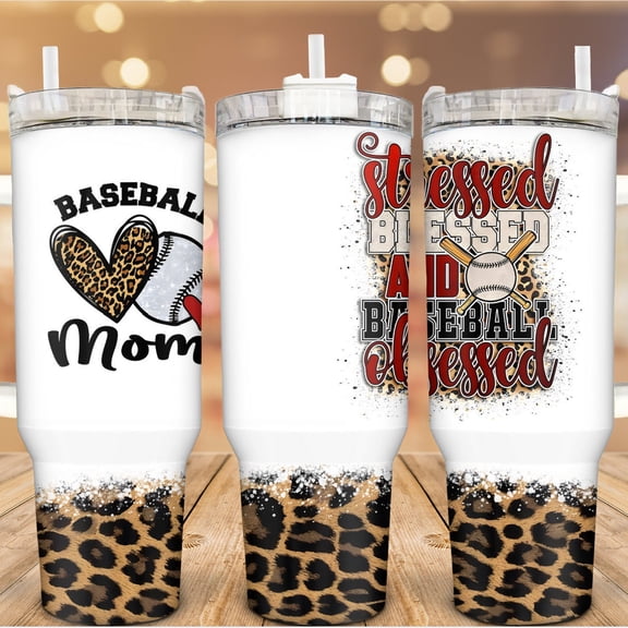 Baseball Mom Stainless Steel Tumbler, 40oz, Personalized Gift