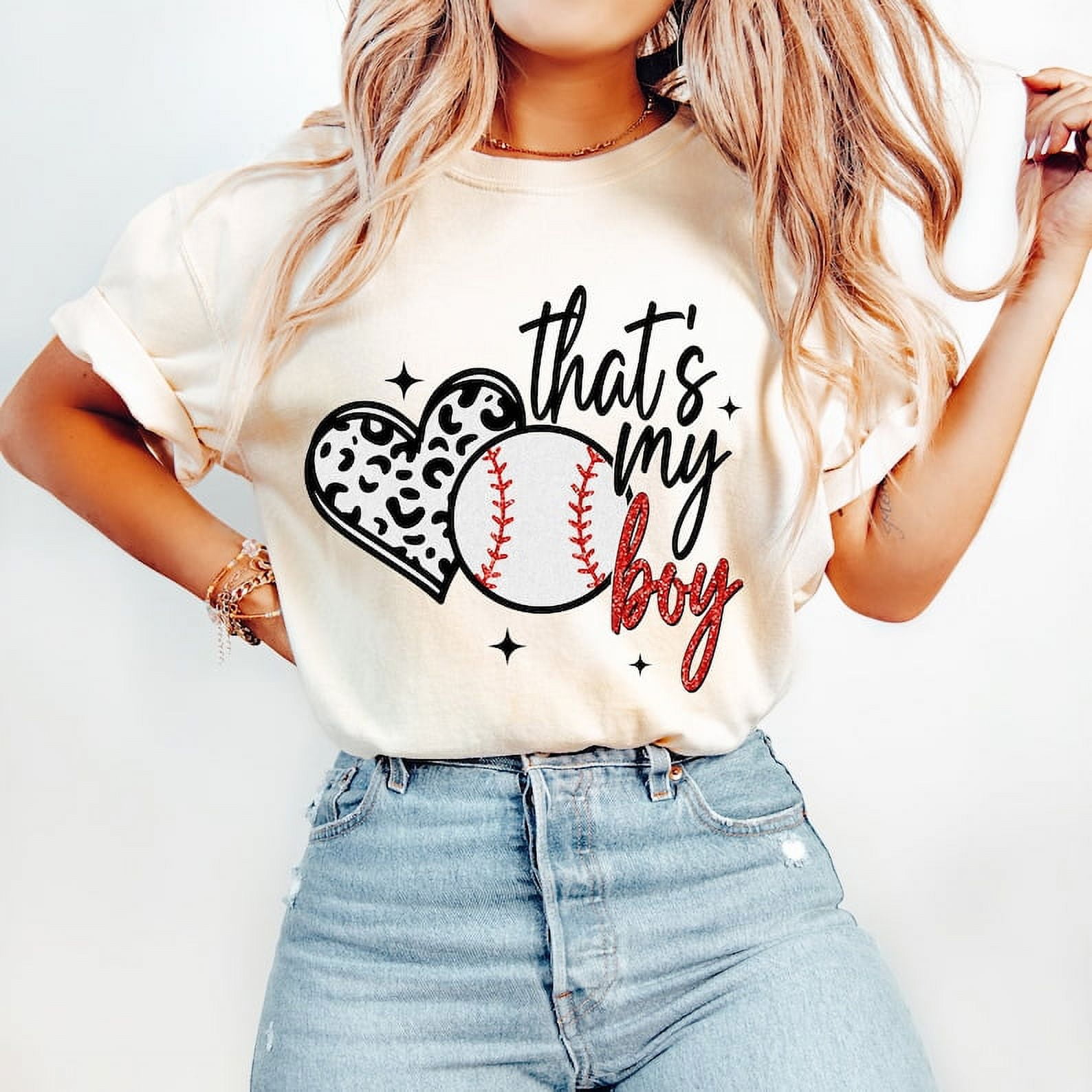 Baseball Mom T-Shirt, Glitter Game Day Tee, That’s My Boy Shirt, Coquette Baseball Mama Shirt, Sports Season Tee
