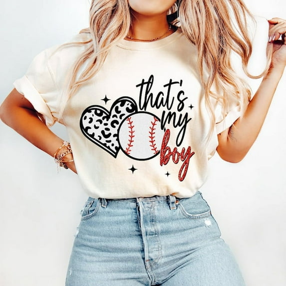 Baseball Mom T-Shirt, Glitter Game Day Tee, That’s My Boy Shirt, Coquette Baseball Mama Shirt, Sports Season Tee