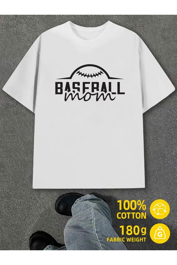 Baseball Mom Tee men's white 180G 100% Cotton spring and summer clothing Basic Unisex Shirt Printed tshirts Casual Unisex Shirt Graphic Tee tshirts