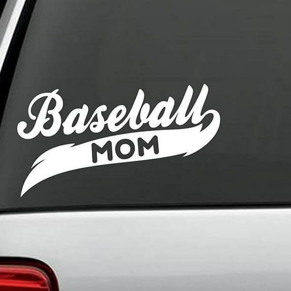 Baseball Mom Vinyl Cut Decal With No Background | 7.5 Inch White Decal | Car Truck Van Wall Laptop Cup