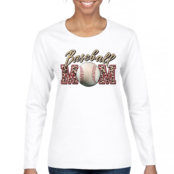 Baseball Mom Women's Long Sleeve T-shirt Funny Mom of Boys Best Sports Team Game Practice Children Mother's Day Gift Idea
