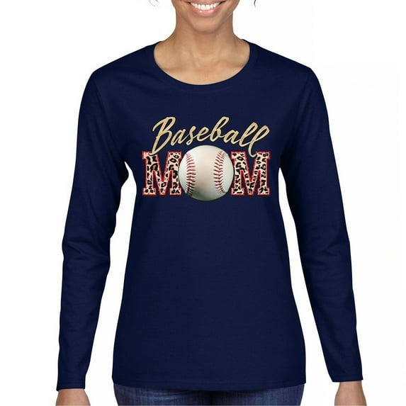 Baseball Mom Women's Long Sleeve T-shirt Funny Mom of Boys Best Sports Team Game Practice Children Mother's Day Gift Idea