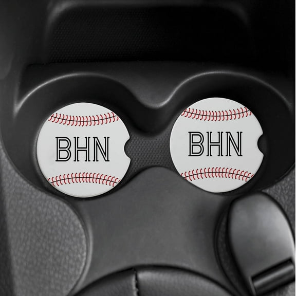 Baseball Monogram Set of 2 Car Coasters