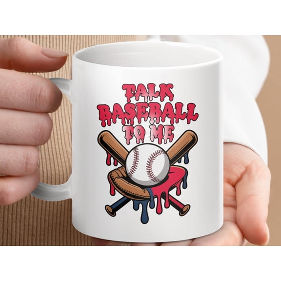 Baseball Mug, Talk Baseball To Me Coffee Cup, Sports Lover Gift