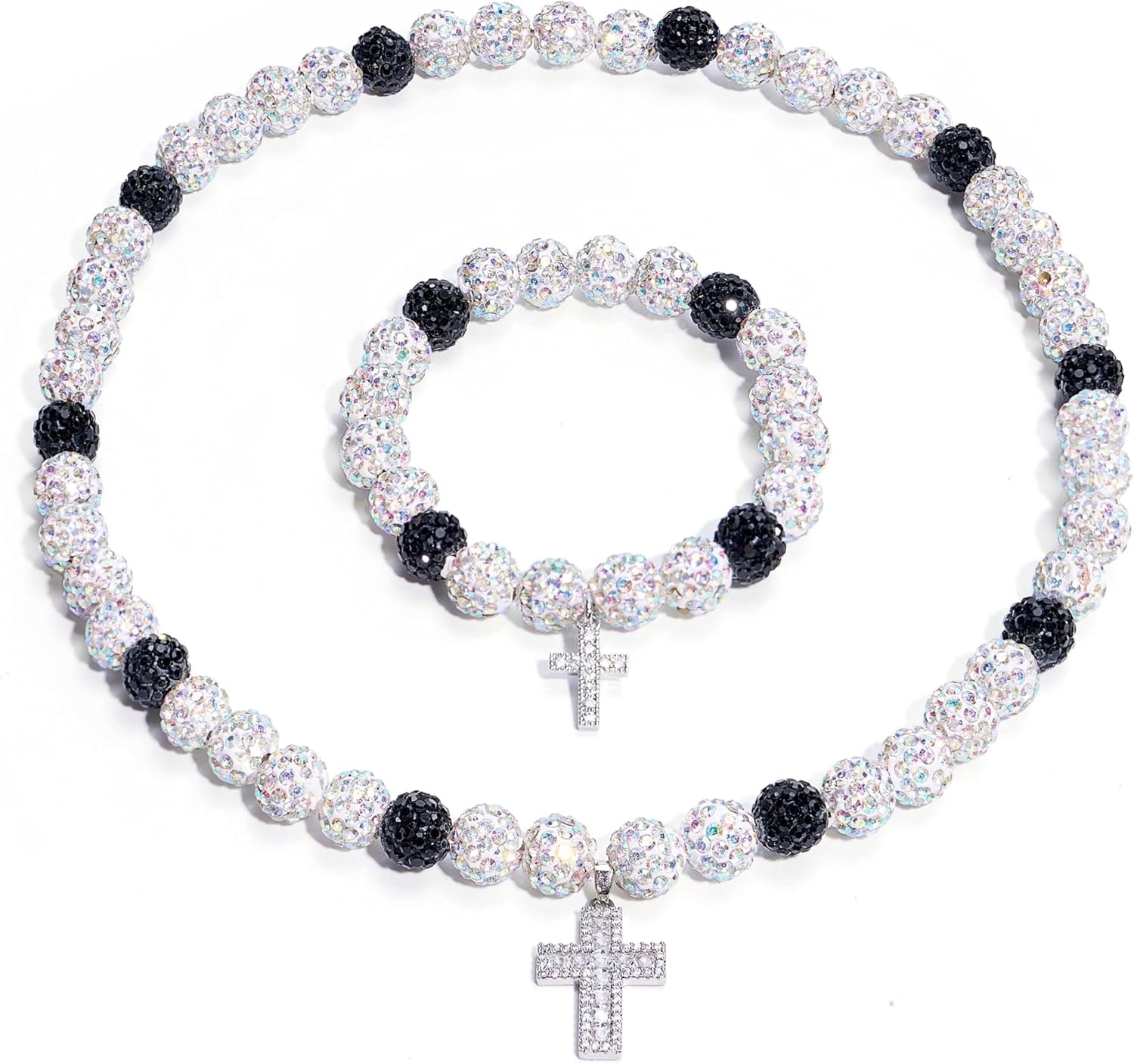 Baseball Necklace 18-Inch Baseball Cross Necklace Unisex Sparkling