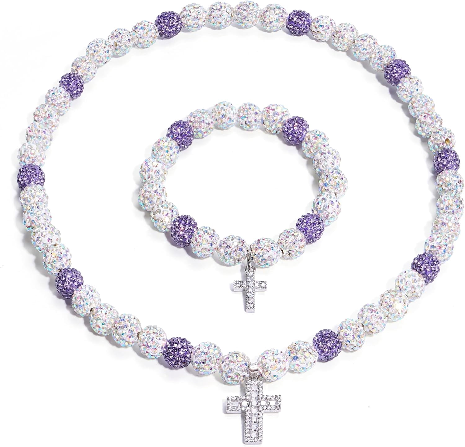 Baseball Necklace 18-Inch Baseball Cross Necklace Unisex Sparkling