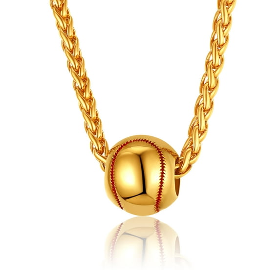 ChainsProMax Baseball Necklace Gold Plated Wheat Rope Chain Baseball Softball Necklace Sports Jewelry for Men Baseball Chains