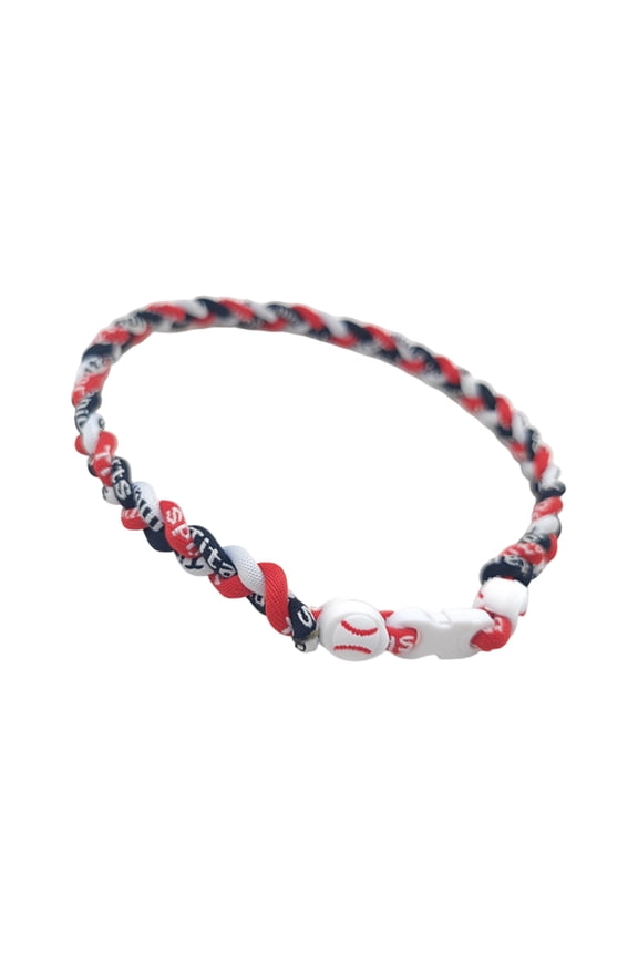 Baseball Necklaces, Red Navy White 18 Inches Sports Necklace, Braided Baseball Team Necklace with Baseball Bead Clasp, Party Favor Team Gift, 1 Pc