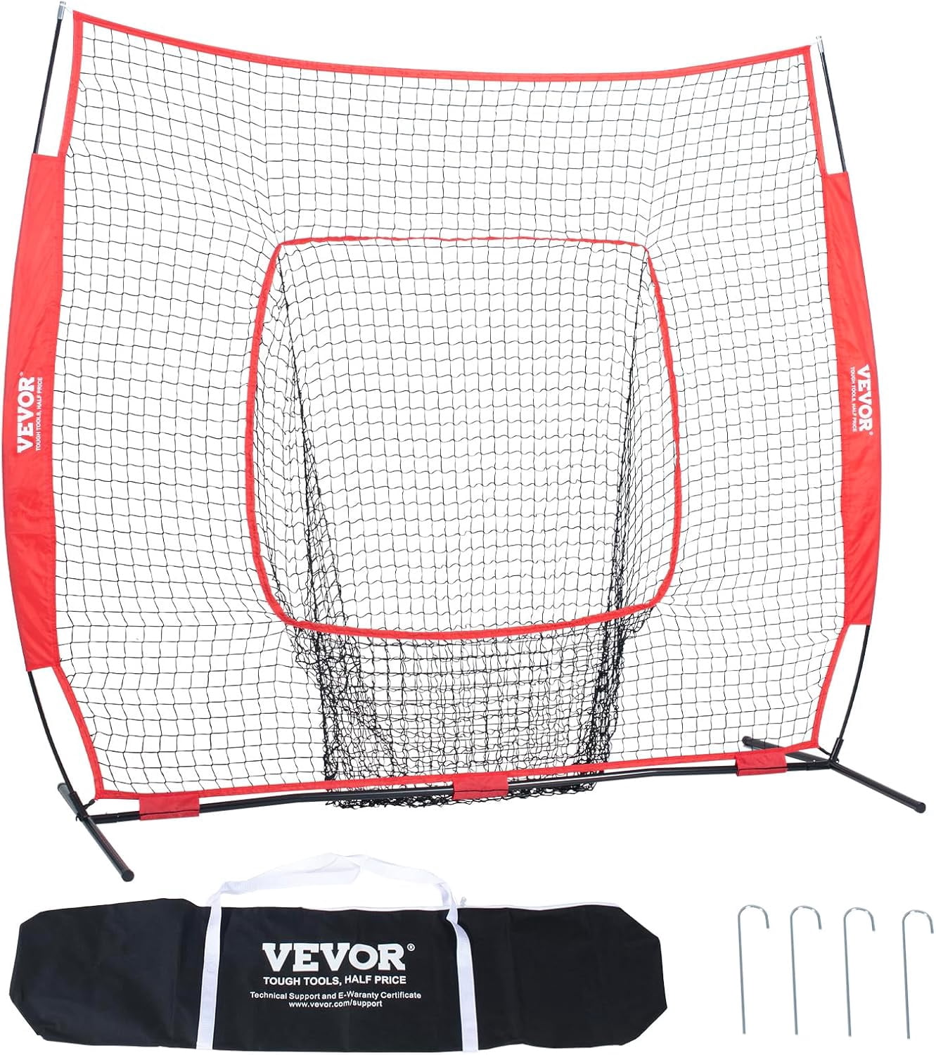 7x7 ft Baseball Softball Practice Net, Portable Baseball Training Net for Hitting Batting Catching Pitching, Backstop Baseball Equipment Training Aids with Carry Bag and Strike Zone