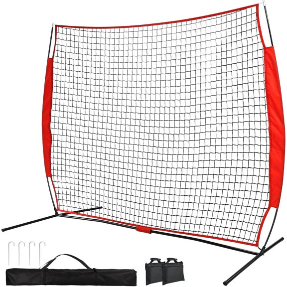 Baseball Net Backstop Net,Fix Ball Stop Net by 4 Spike&2 Sandbag,Sports Net Barrier with Handbag,Lacrosse Net Backstop for Basketball,Hockey Train,Baseball Net Barrier for Playground