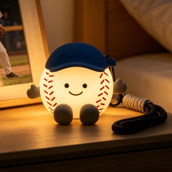 Baseball Night Light Gifts, RGB Kids Baseball Lamp Touch Control | USB Rechargeable Silicone Nightlight Dimmable Squishy Light Up Base Ball for Kids Bedroom Decor, Baseball Gifts for Boys 6-8