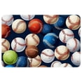 thumbnail image 1 of Baseball Non-Slip Polyester Door Rug, Machine Washable Door Carpet, Bath Rugs, 1 of 6