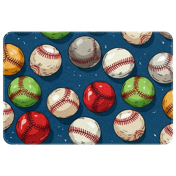 Baseball Non-Slip Polyester Indoor Floor Carpet Rug - Machine Washable Door Rugs