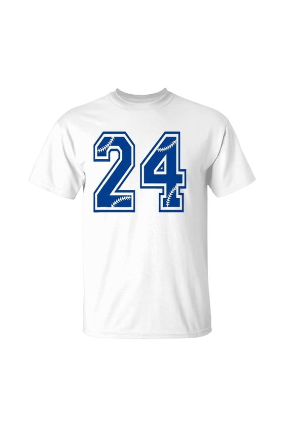 Baseball Number 24 Blue Sports Player Uniform Jersey TShirt