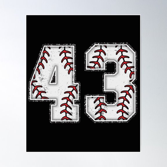 Baseball Number 43 Poster Wall Art, Modern Wall Decor For Living Room Bedroom, 8x12 UNFRAMED