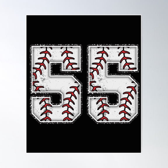 Baseball Number 55 Poster Wall Art, Modern Wall Decor For Living Room Bedroom, 8x12 UNFRAMED