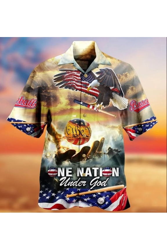 Baseball One Nation Under God Hawaiian Shirt