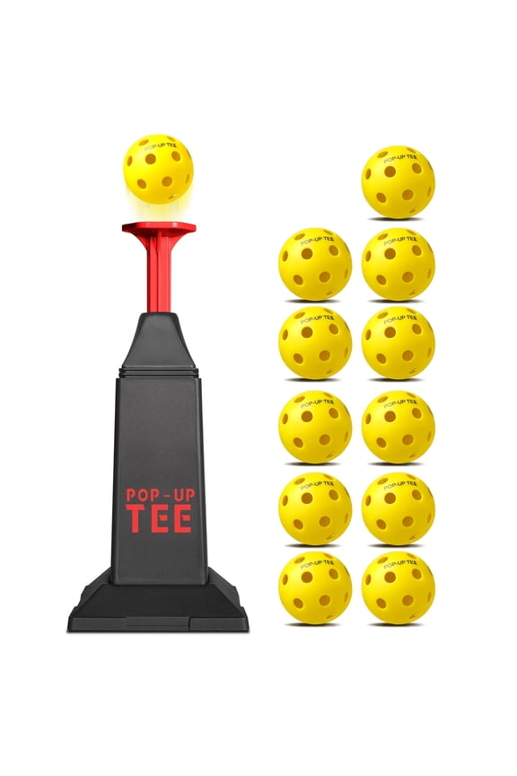 Baseball Or Softball Hitting Tee with a Popper That Includes 12 Mini Balls, Capable of Launching Up to 40 Inches High, Without Battery