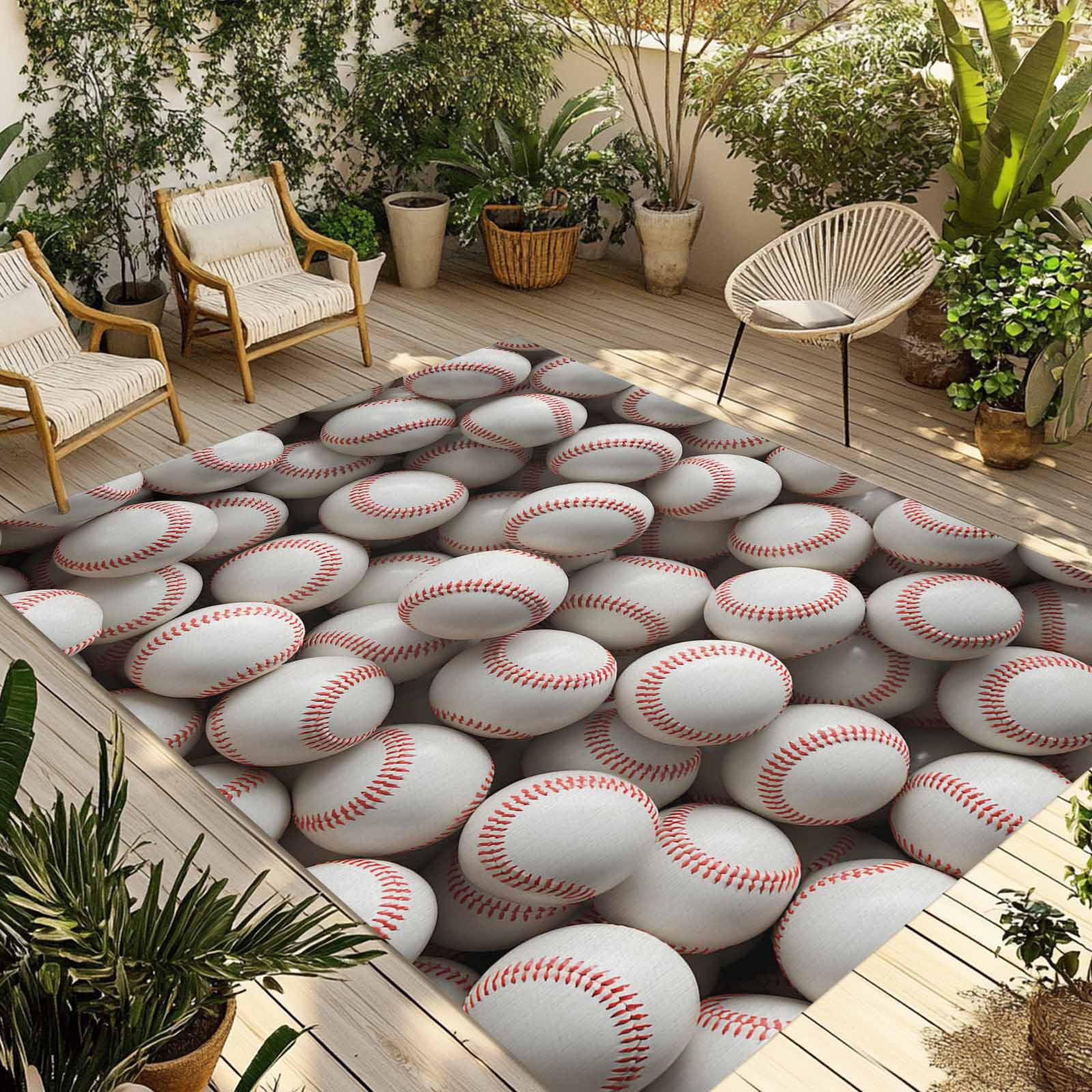 Baseball Outdoor Rug 4x6 Ft - Reversible Patio Rug Outdoor Camping Rugs ...