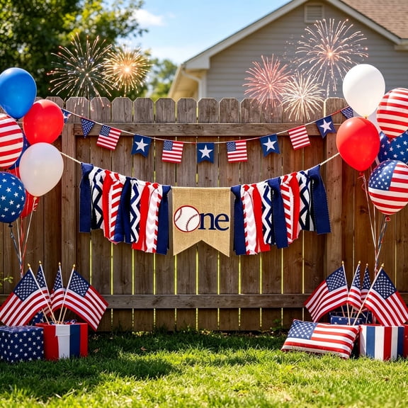 Baseball Party Banner Independence Day Bunting Baseball Theme Hanging Banner Rustic Burlap Party Decoration for Birthday Party Fireplace Dessert Table Wall Holiday Celebration Decor