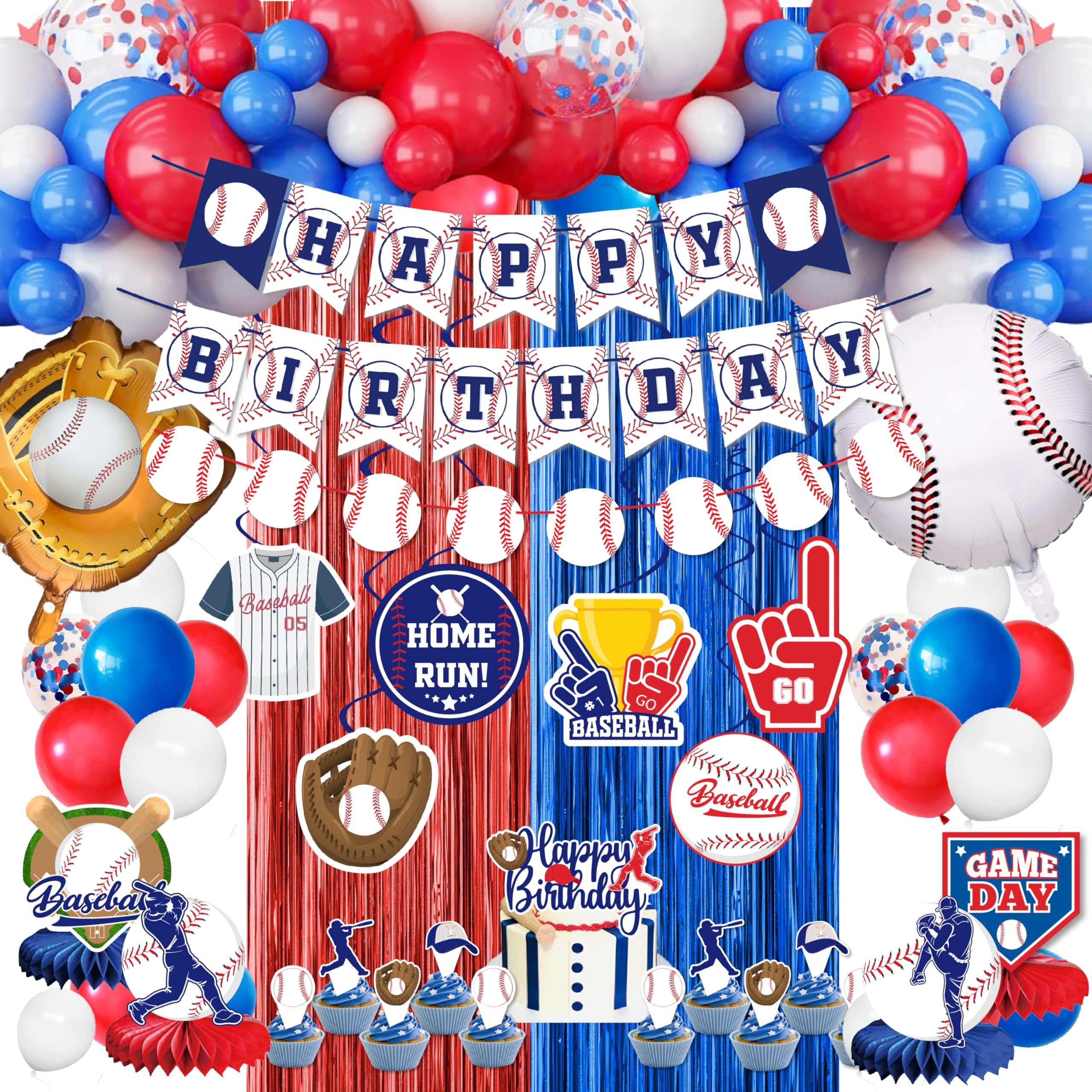 Baseball Party Decorations, Baseball KEF16 Birthday Party Supplies Kit ...