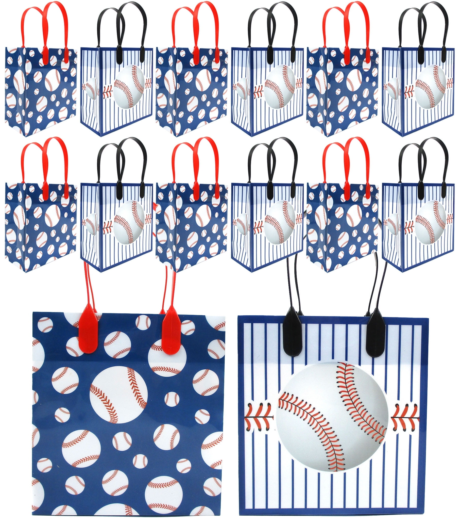 Tinymills Reusable Rip Resistant Baseball Party Favor Bags, 12 Pieces
