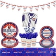 thumbnail image 1 of Baseball Party Supplies - Baseball Tableware Kit Including Plates, Cups, Napkins, Spoons, Knives, Forks, Tablecloth, Banner, Sports Party Pack for Kids, Baseball Fans Birthday Decor, Serves 20, 1 of 7