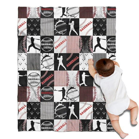 Baseball Patchwork Pattern Blanket,Comfortable Soft Flannel Throw Blanket,All Season,Warm Lightweight Blankets for Sofa Bed Couch Living Room Chair,30"x40"