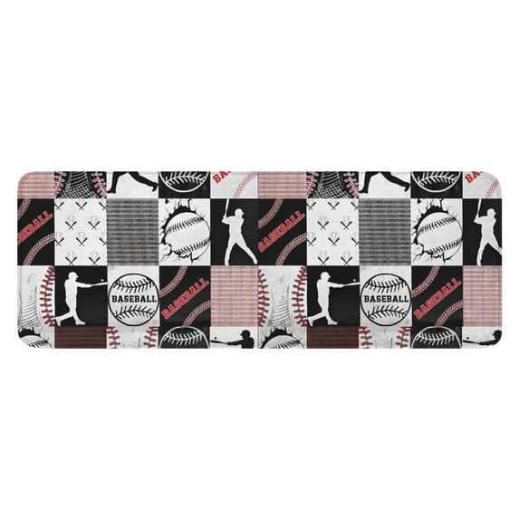 Baseball Patchwork Pattern Kitchen Rug Mat,Kitchen Runner Rugs Non Skid Washable,Decorative Kitchen Floor Mats for Kitchen,Sink,Laundry,17"x47.2"