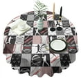 thumbnail image 1 of Baseball Patchwork Pattern Round Tablecloth 60"x60",Wrinkle Wipeable Table Cloth for Kitchen Dining Room Picnic Patio Party, 1 of 6