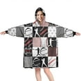 thumbnail image 1 of Baseball Patchwork Pattern Wearable Oversized Blanket,Wearable Blanket Hoodie for Adults,Cozy Hooded Blankets with Super Pockets,Super Warm Fuzzy Pullover for Women & Men, 1 of 6