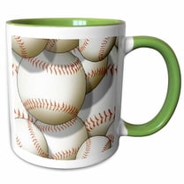 3drose, Baseball Pattern, 15oz Two-tone Green Mug
