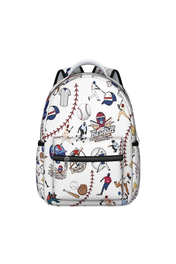 Baseball Pattern Backpack for School,Cute School Bag,Schoolbag with Adjustable Shoulder Straps & Padded Back,15.3"x11"x7.1".