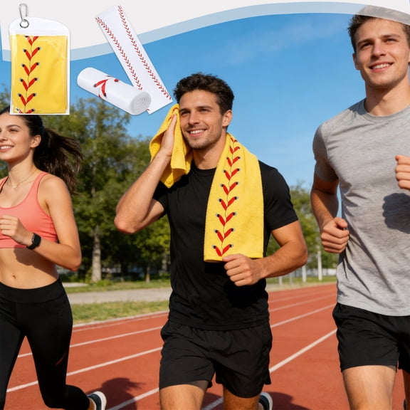 Baseball Pattern Cooling Sports Towel 31.5x11.8", Instant Chill Microfiber, Rapid Drying & Sweat Absorbing, Cool Towel for Gym Workout Yoga Running by Velmuse