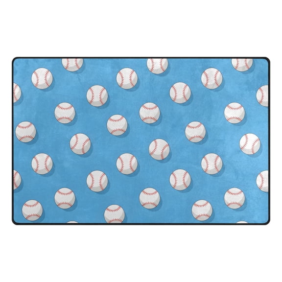 Baseball Pattern Memory Foam Area Rug 31"x20" Non Slip, Absorbent, Fade Proof for Living Room, Bedroom, Office