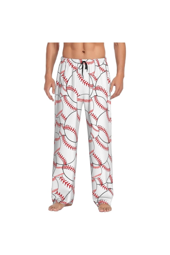 Baseball Pattern Men'S Pajama Pants Soft Sleep Lounge Pants Pjs Bottoms With Pockets Medium