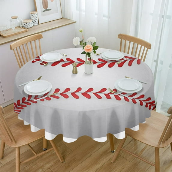 Baseball Pattern Round Tablecloth Wedding Hotel Table Cover Holiday Dining Table Waterproof Tablecloth