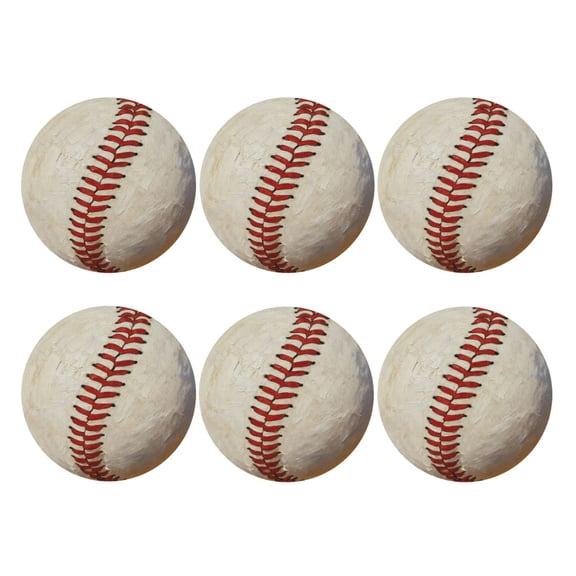 Baseball Pattern Set of 6 Faux Leather 4 Inch Coasters Drinks Tabletop Home Dinning Round Shape