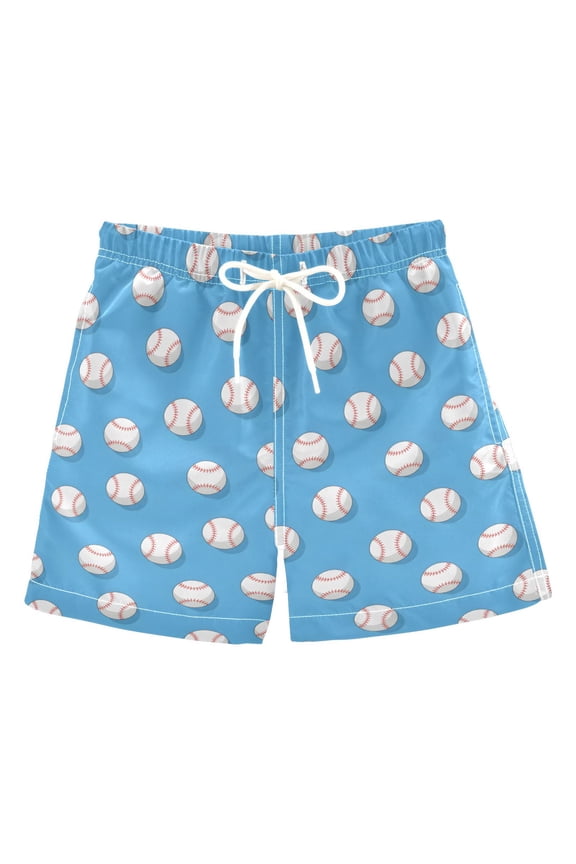 Baseball Pattern Swim Trunks Quick Dry Beach Pool Board Shorts Lightweight Stylish Print Sizes 2T to XL