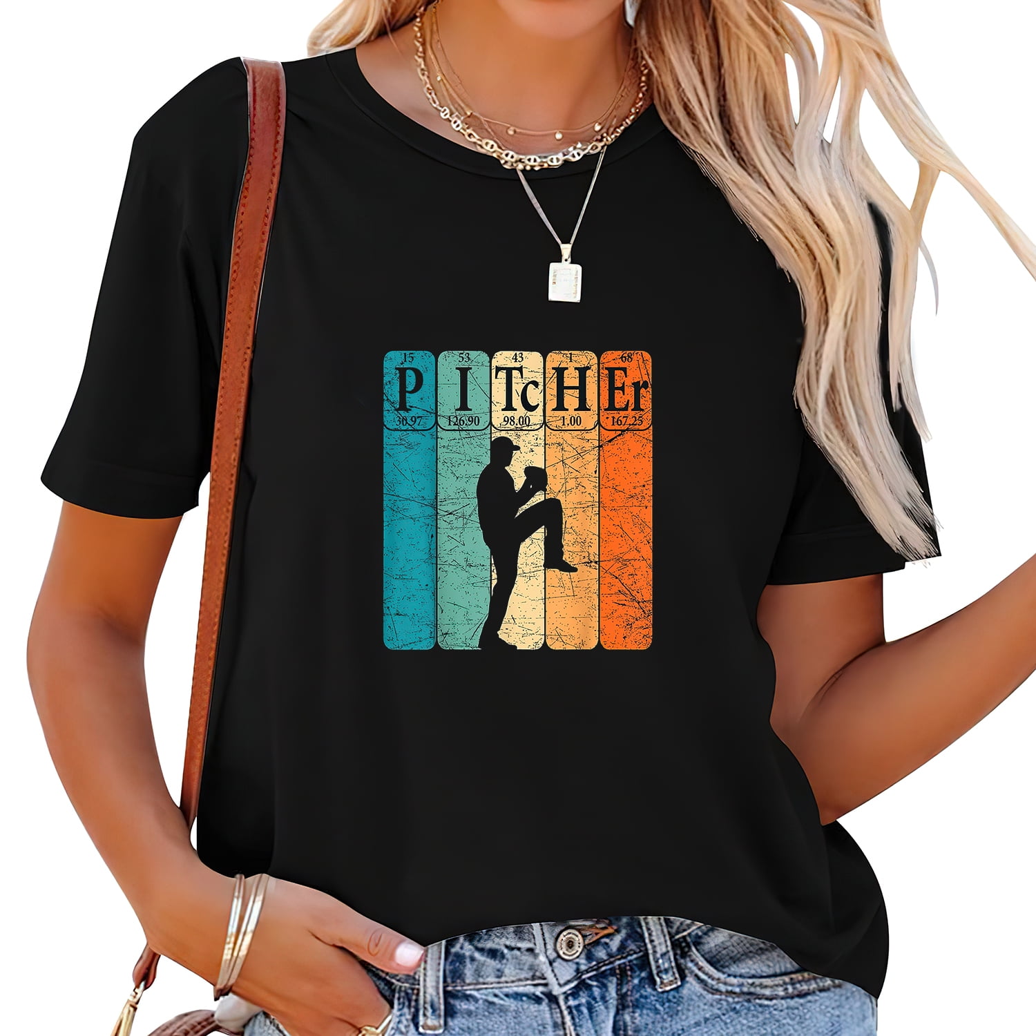 Baseball Periodic Table Elements Nerd Baseball Pitcher Retro T-Shirt ...