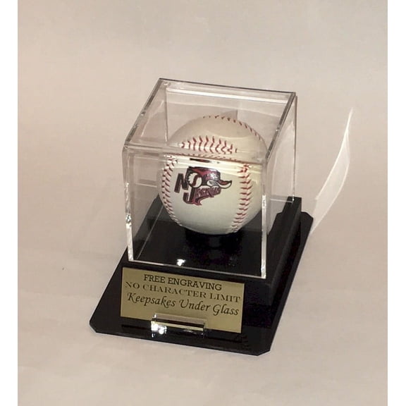 Baseball Personalized Acrylic Display Case - Holder with Octagon Base, Custom Ball and Nameplate Stand