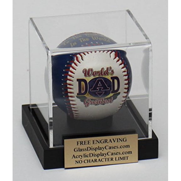 Baseball Personalized Engraved Acrylic Display Case - Holder - Thick Black Base