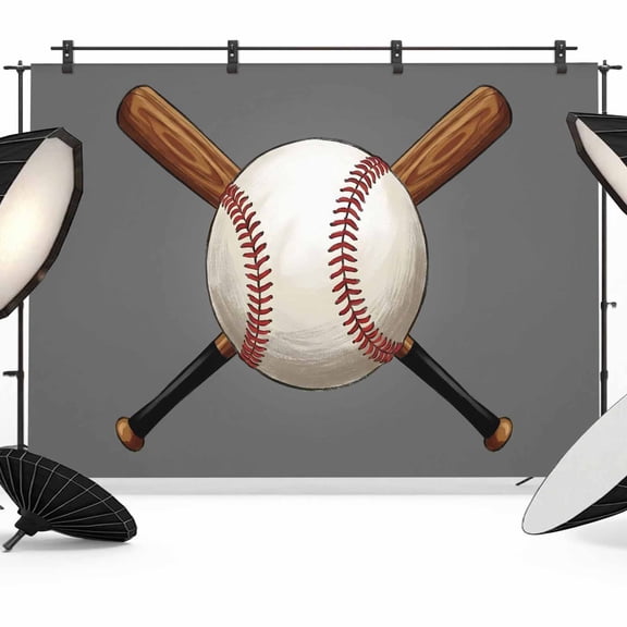 Baseball Photography Backdrop 7x5FT, Sports Gray Background Cartoon Photo Backdrops, Background for Photography Studio Photo Studio Background, Back Drop for Photoshoot