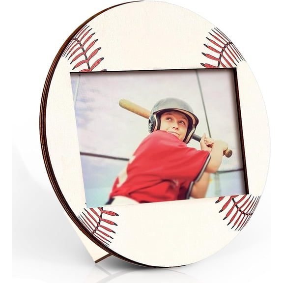 Baseball Picture Frame 4x6 Sport Themed Wooden Photo Frame Base Balls Photo Frame Horizontally Vertically Used for Wall Decor Hanging or Tabletop Display