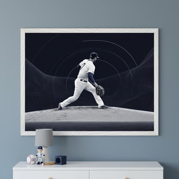 Baseball Pitcher Poster, Blue Abstract Sports Wall Art