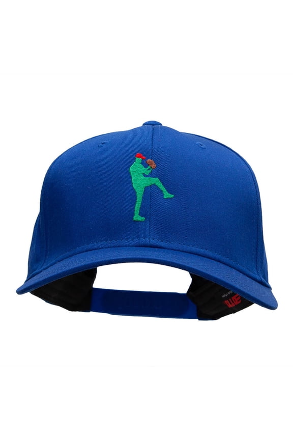 Baseball Pitcher Silhouette Embroidered Cotton Twill Cap - Royal OSFM