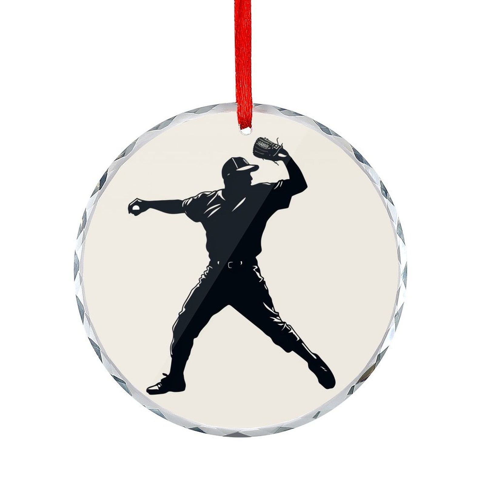 Baseball Pitcher Silhouette Glass Christmas Ornament Ornaments for ...