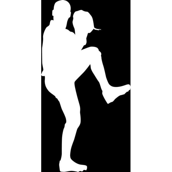 Baseball Pitcher Vinyl Decal Sticker | Cars Trucks Vans Walls Laptops Cups | White | 5.5 inches | KCD1011