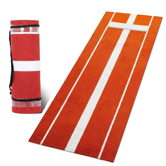 Baseball Pitching Alignment Mat 119.28"x36", Softball Training Pad with Rubber Pitching Strip & Alignment Lines, Portable Artificial Turf Mat with Carrying Strap for Backyard Gym